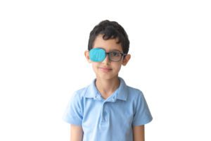 child with eyepatch for ambylopia