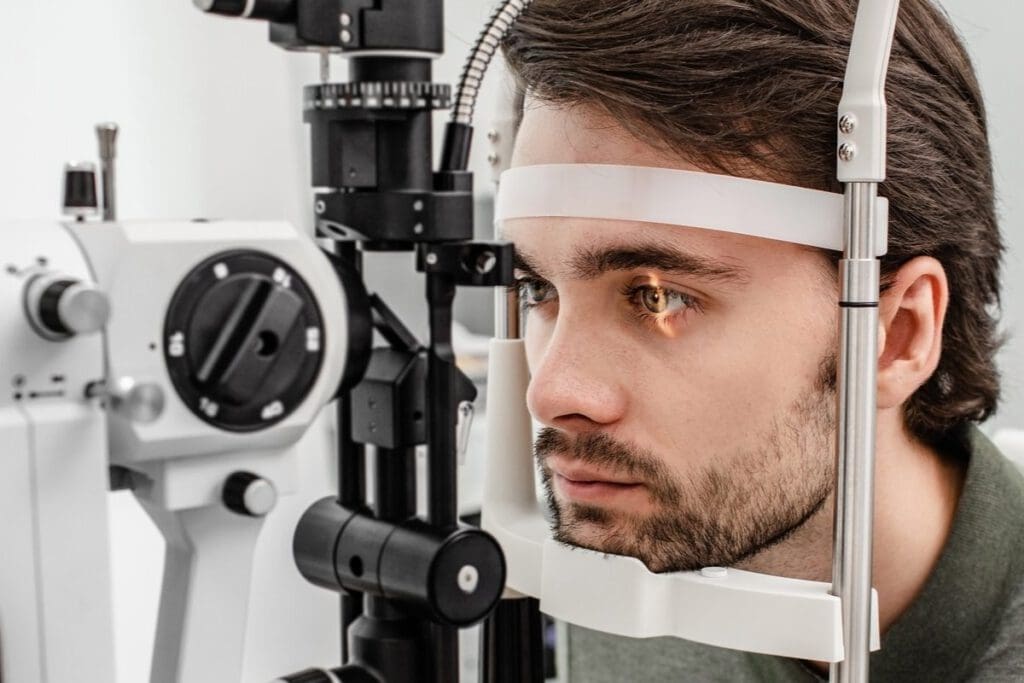 man getting an eye exam