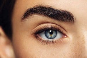 woman with blue eyes close up