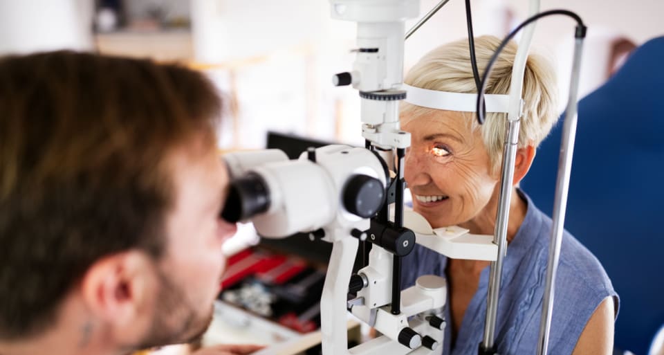 woman getting eye exam