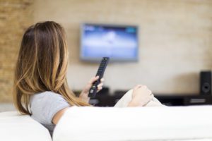 woman watching television